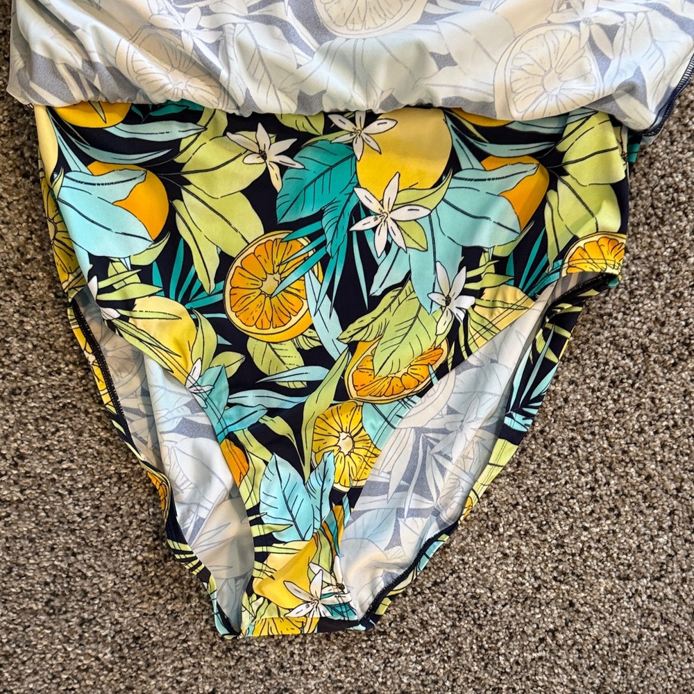 Vibrant Citrus Print Women Swim One Piece - Picture 5 of 7